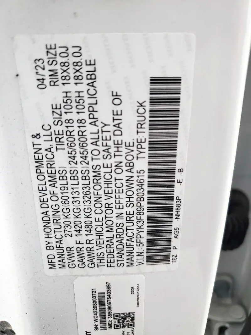 2023 HONDA RIDGELINE BLACK EDITION  