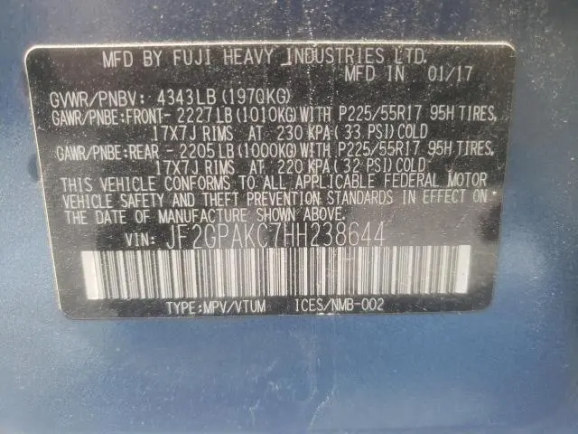 2017 SUBARU CROSSTREK LIMITED