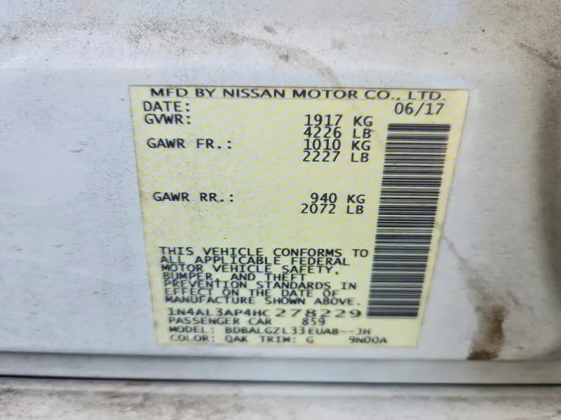 2017 NISSAN ALTIMA 2.5 S  