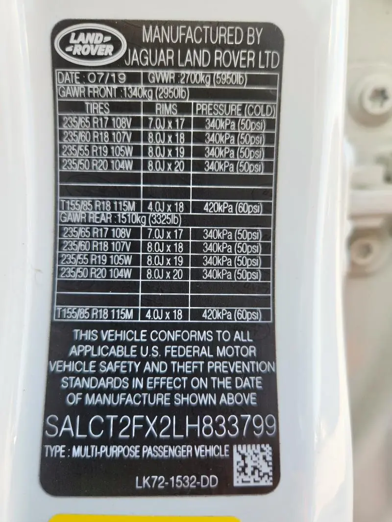 2020 LAND ROVER DISCOVERY SPORT S R-DYNAMIC  
