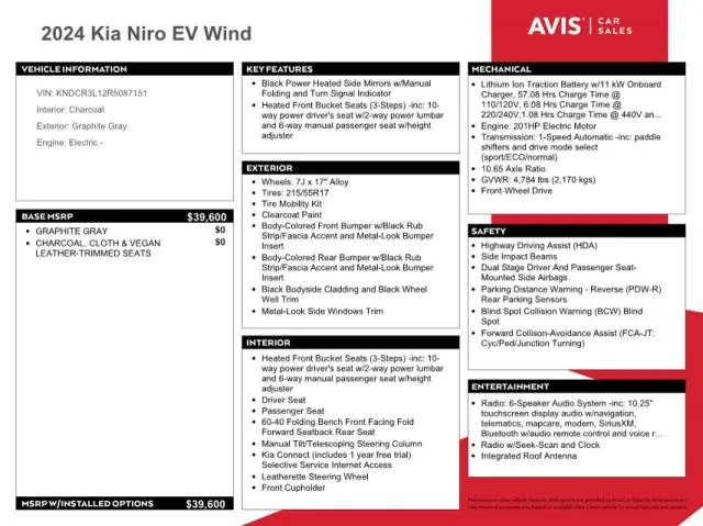 2024 KIA NIRO WIND  