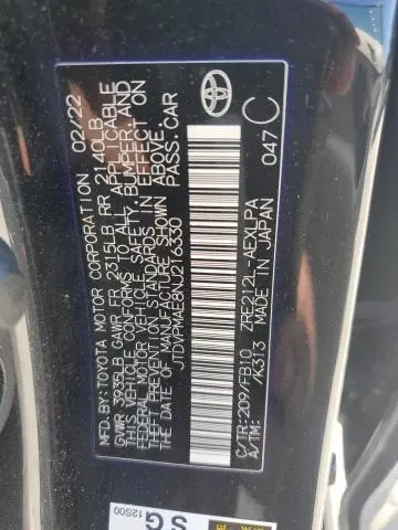 2022 TOYOTA COROLLA LE  
