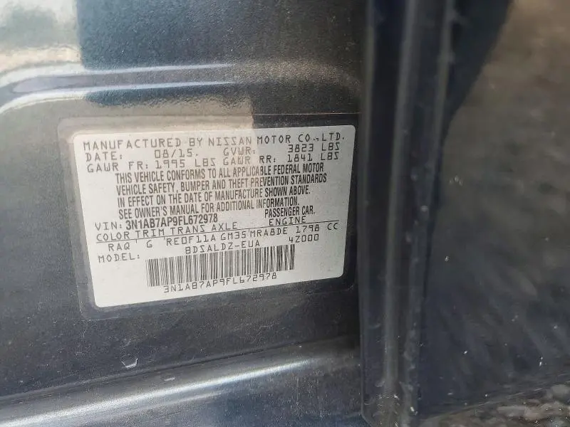 2015 NISSAN SENTRA SV  