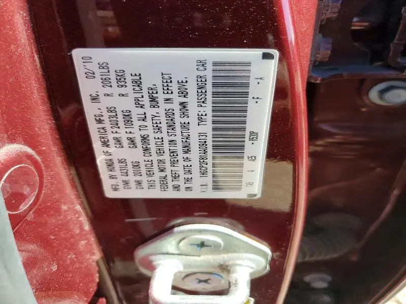 2010 HONDA ACCORD EXL  