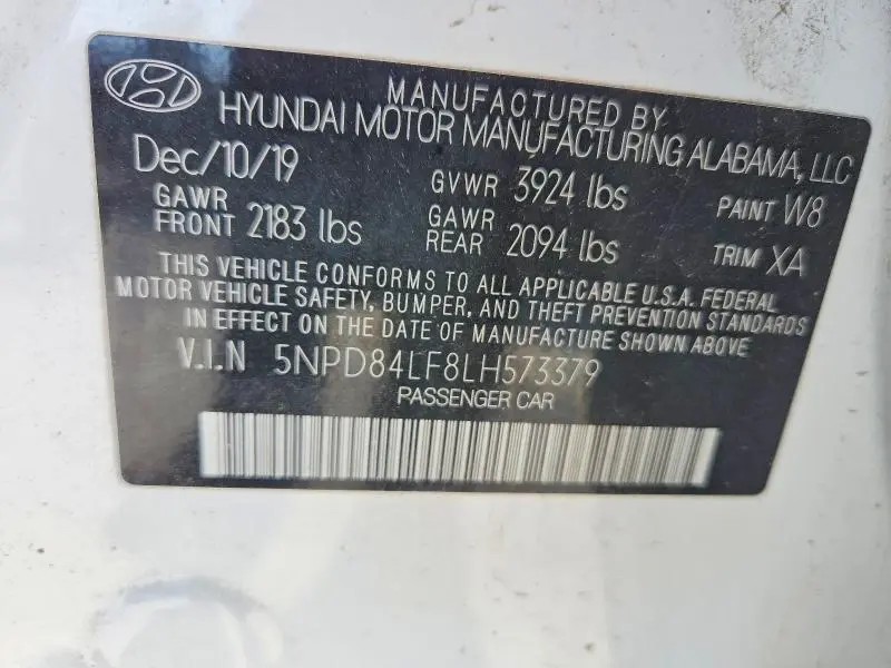 2020 HYUNDAI ELANTRA SEL  