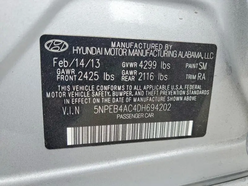 2013 HYUNDAI SONATA GLS  