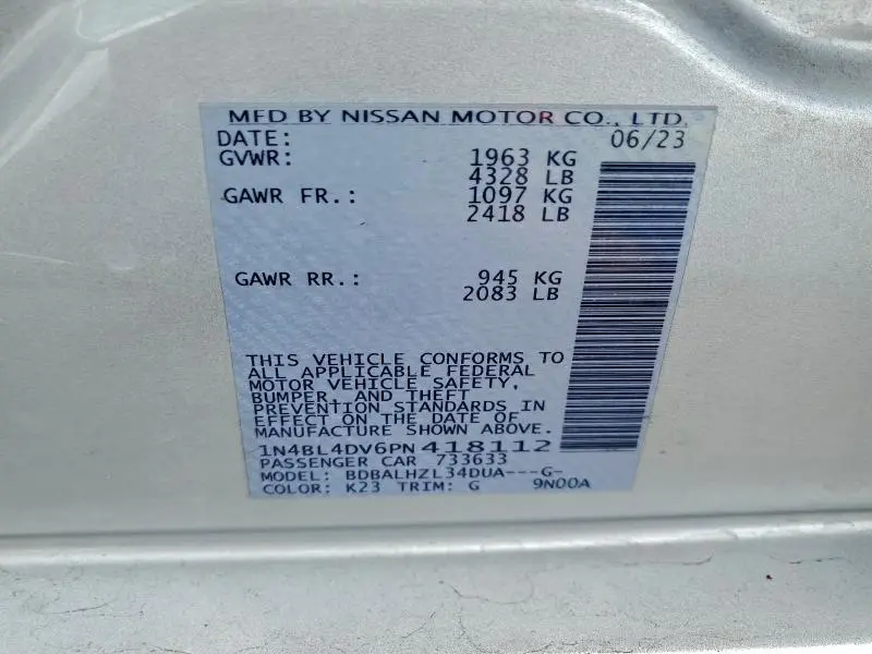 2023 NISSAN ALTIMA SV  