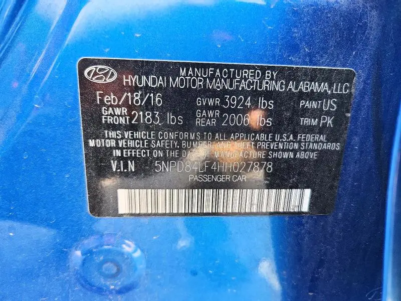 2017 HYUNDAI ELANTRA LIMITED  