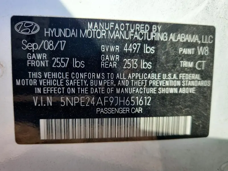 2018 HYUNDAI SONATA SE  