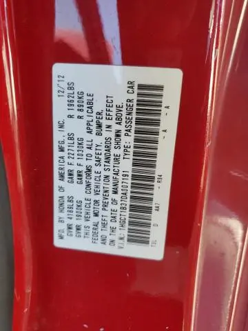 2013 HONDA ACCORD LX-S  