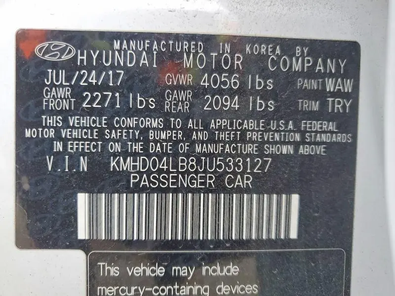 2018 HYUNDAI ELANTRA SPORT  