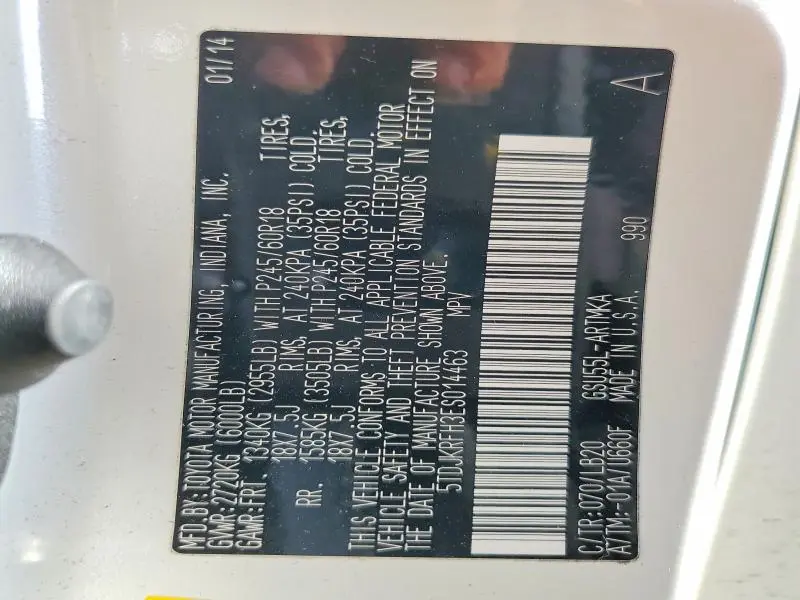 2014 TOYOTA HIGHLANDER XLE  