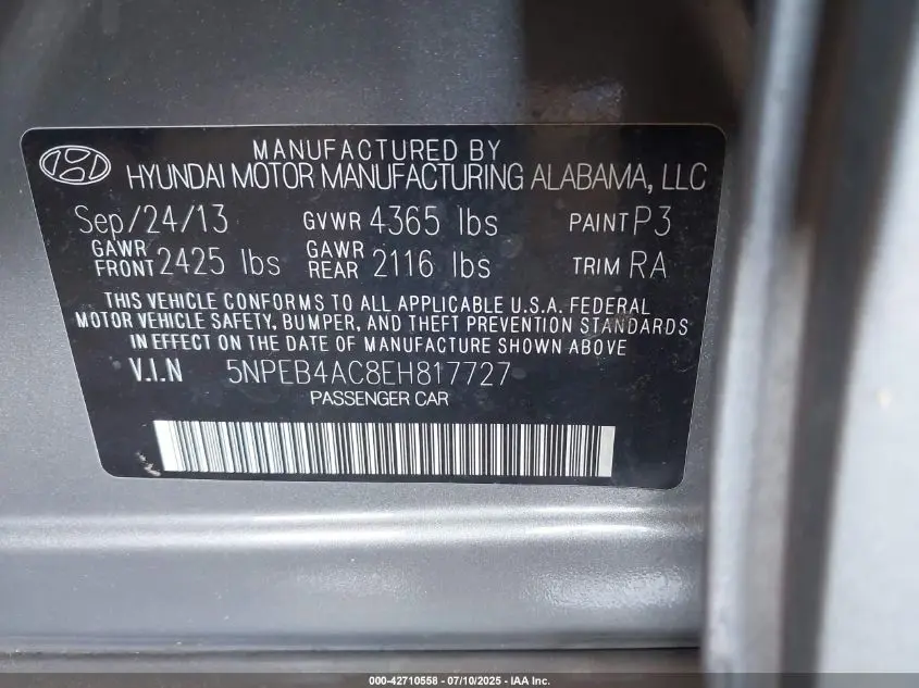 2014 HYUNDAI SONATA GLS