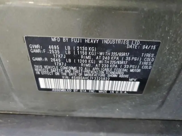 2015 SUBARU OUTBACK 2.5I PREMIUM  