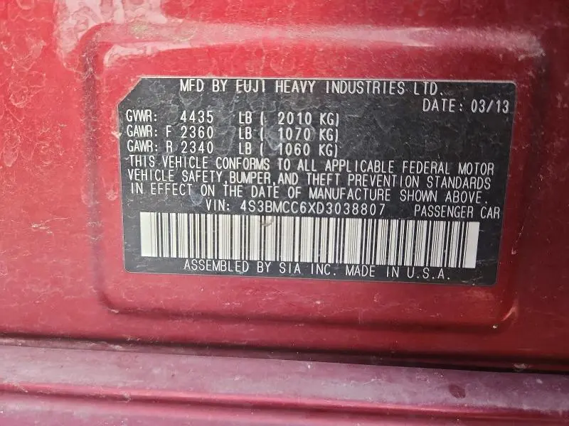 2013 SUBARU LEGACY 2.5I PREMIUM  