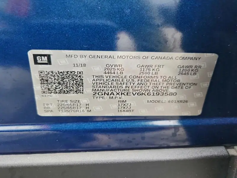 2019 CHEVROLET EQUINOX LT  