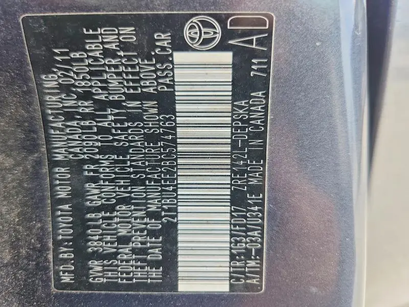 2011 TOYOTA COROLLA S  