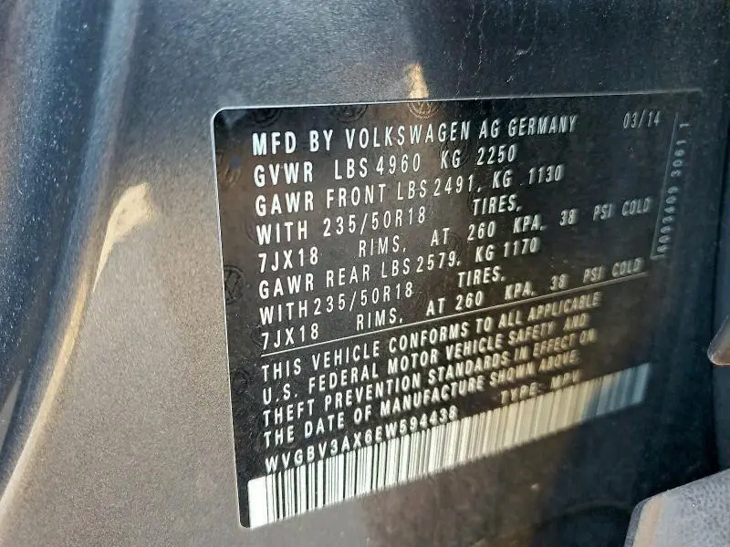 2014 VOLKSWAGEN TIGUAN S  