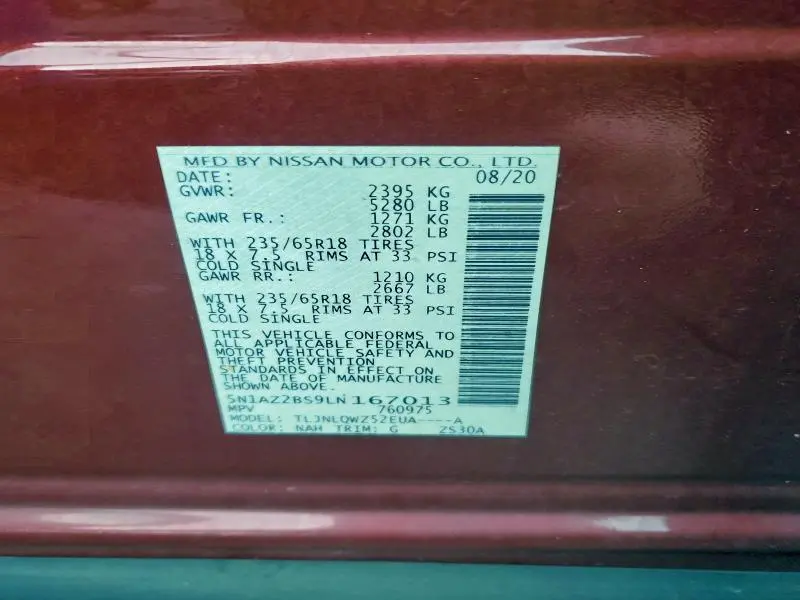 2020 NISSAN MURANO SV  