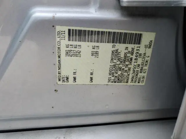 2012 NISSAN ALTIMA BASE  