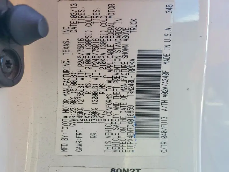 2013 TOYOTA TACOMA BASE  