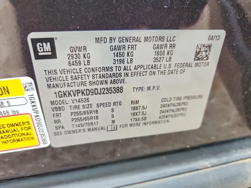 2013 GMC ACADIA SLE  
