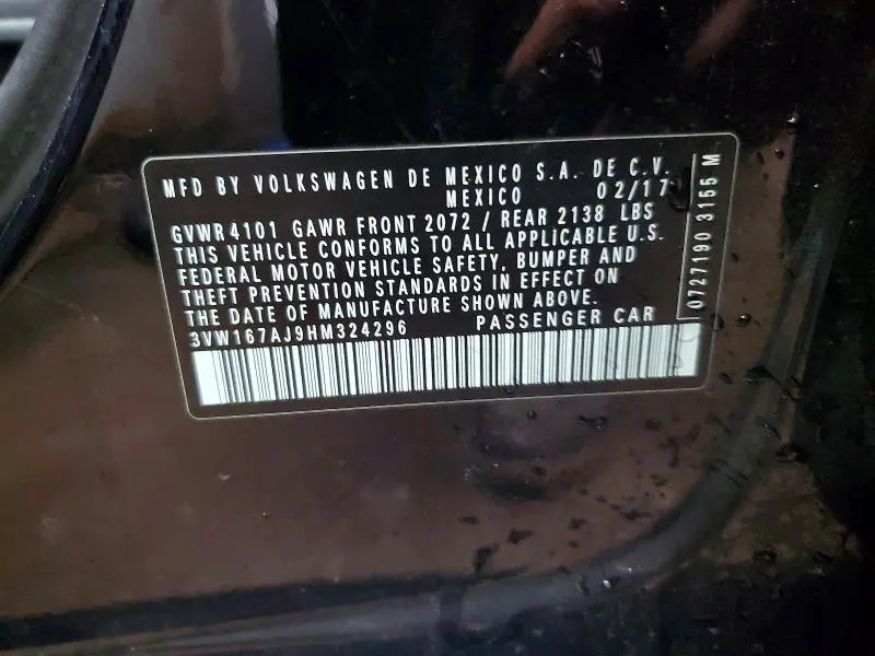 2017 VOLKSWAGEN JETTA S  