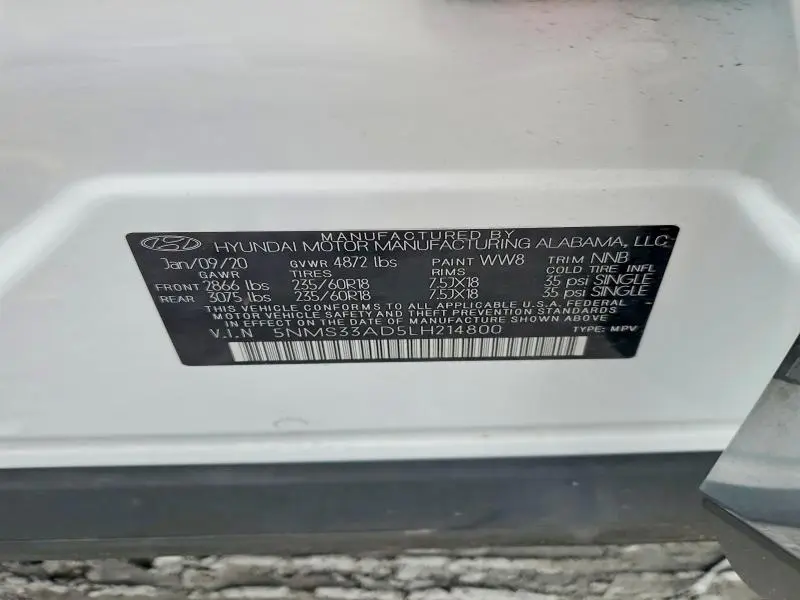 2020 HYUNDAI SANTA FE SEL  