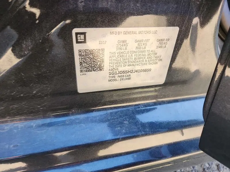 2018 CHEVROLET SONIC LT  