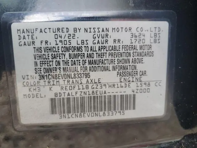 2022 NISSAN VERSA SV  