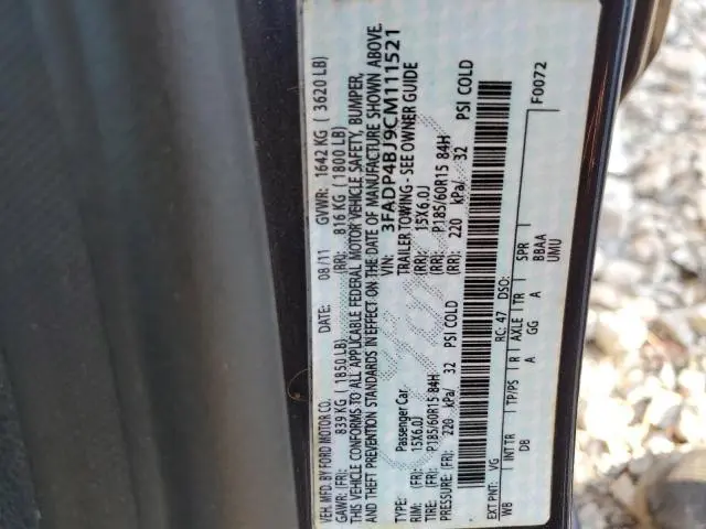 2012 FORD FIESTA SE  