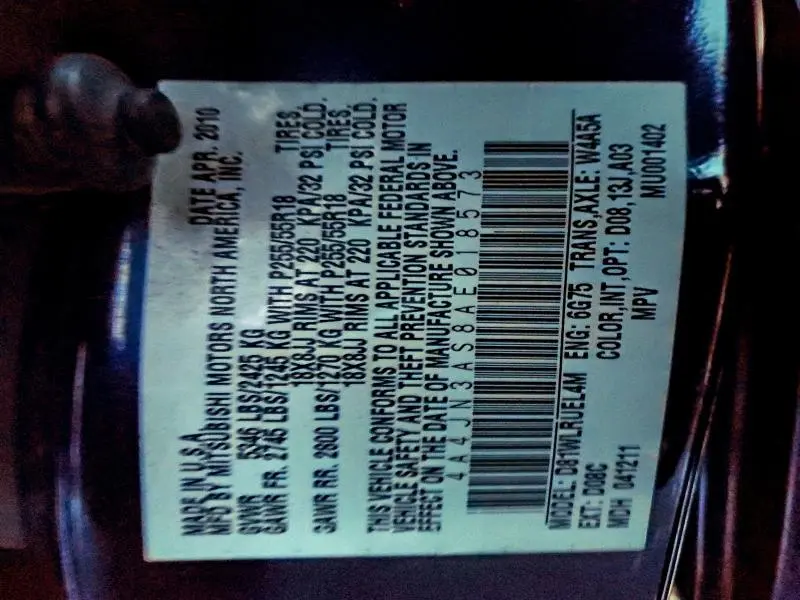 2010 MITSUBISHI ENDEAVOR SE  