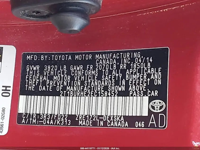 2014 TOYOTA COROLLA S PLUS