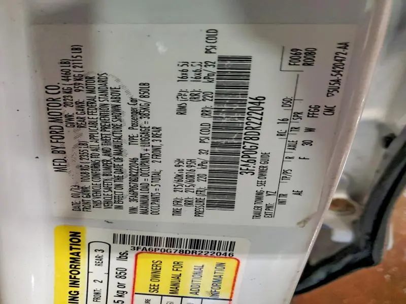 2013 FORD FUSION S  