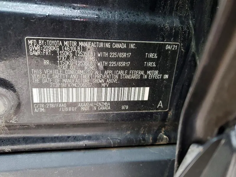 2021 TOYOTA RAV4 XLE  