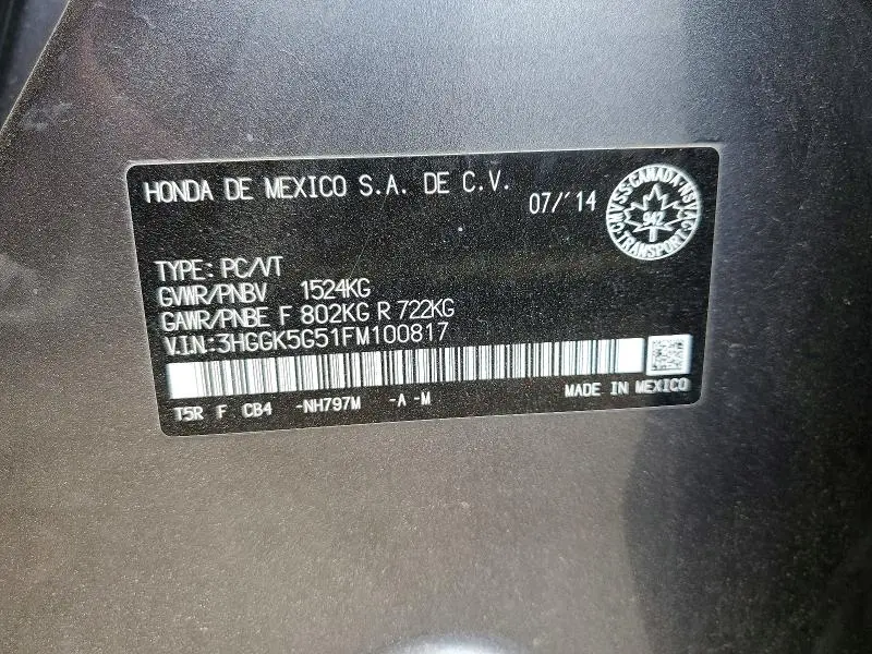 2015 HONDA FIT LX  