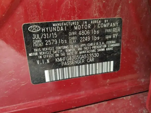 2016 HYUNDAI AZERA   