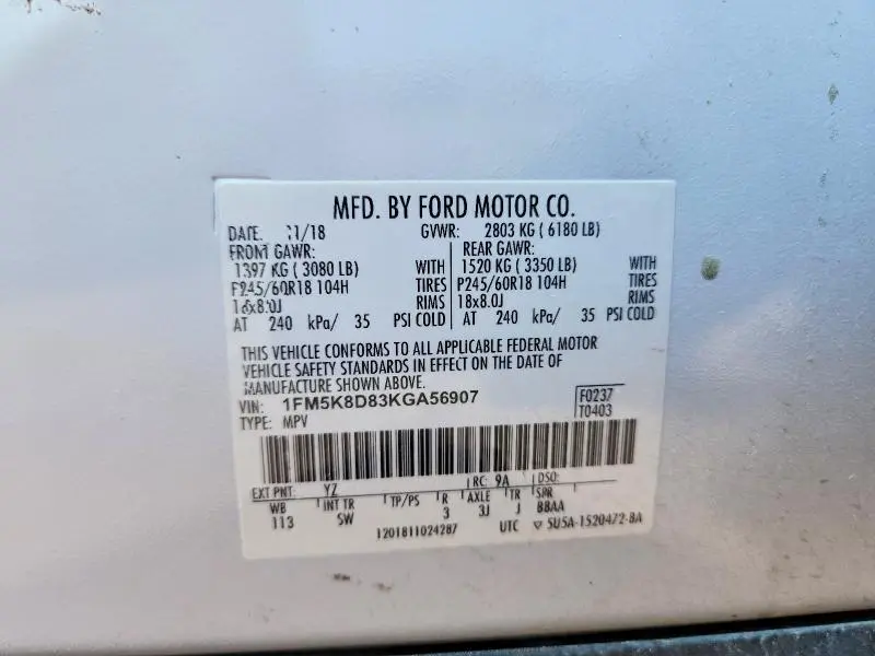 2019 FORD EXPLORER XLT  