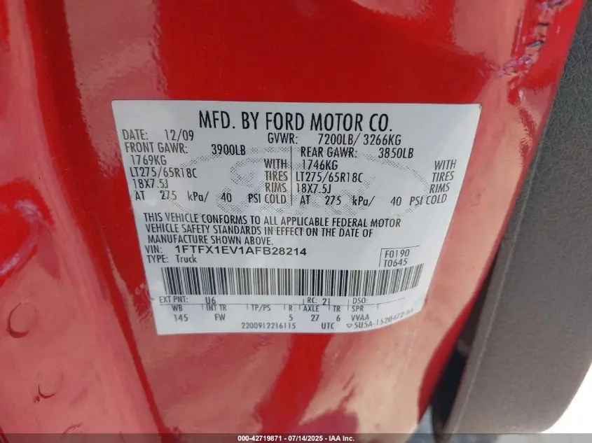 2010 FORD F-150 FX4/LARIAT/XL/XLT