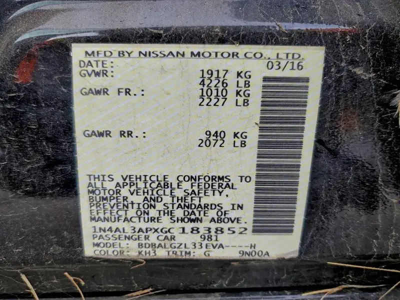 2016 NISSAN ALTIMA 2.5  