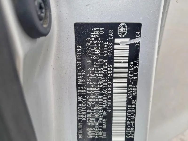2012 TOYOTA CAMRY BASE  