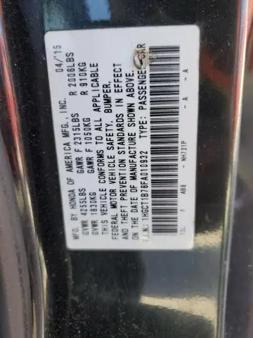 2015 HONDA ACCORD EX  