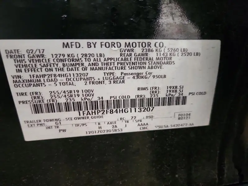 2017 FORD TAURUS LIMITED  