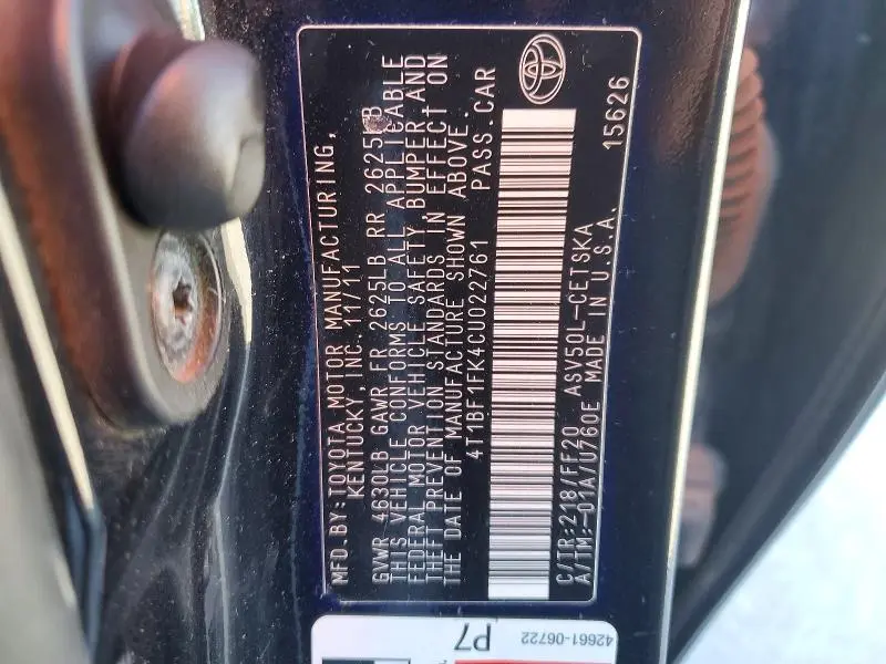 2012 TOYOTA CAMRY BASE  
