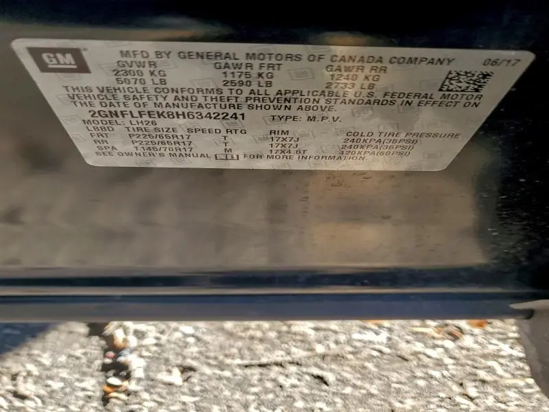 2017 CHEVROLET EQUINOX LT  