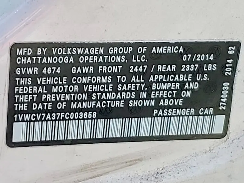 2015 VOLKSWAGEN PASSAT SEL  