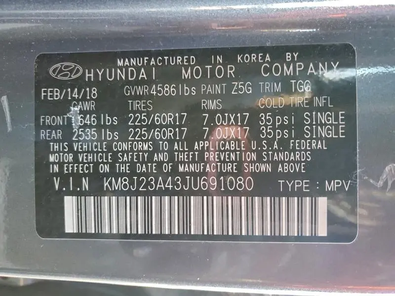 2018 HYUNDAI TUCSON SE  