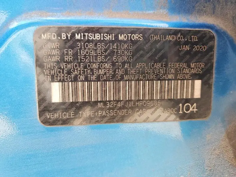 2020 MITSUBISHI MIRAGE G4 SE  