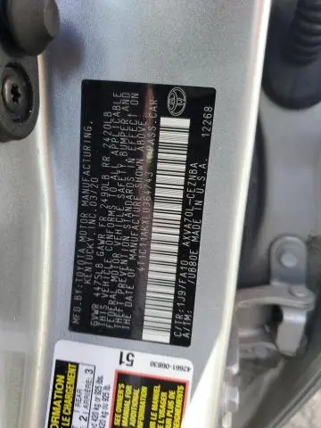 2020 TOYOTA CAMRY LE  