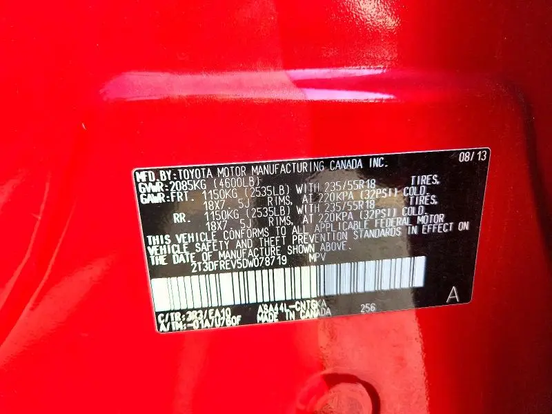 2013 TOYOTA RAV4 LIMITED  